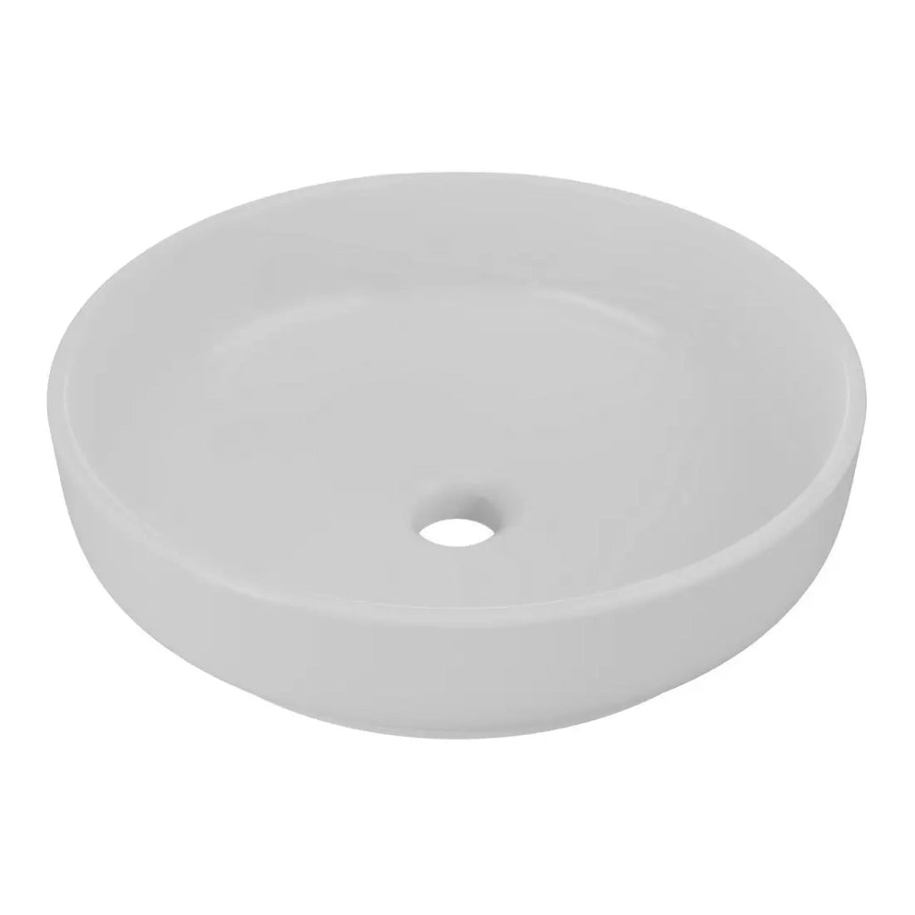 Lavabo da appoggio rotondo 40 cm in ceramica grigio chiaro opaco