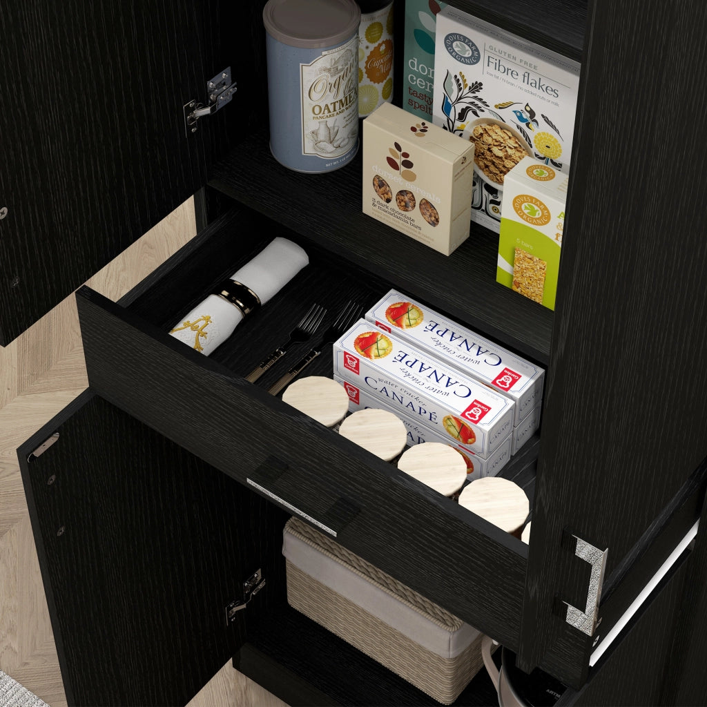Armadio da cucina 4 ante 2 ripiani 1 cassetto centrale ¨C zephmum ¨C 180 cm nero