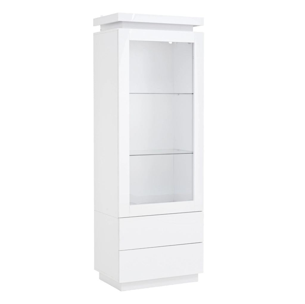 Vetrina alta 60x40x171 cm con 2 cassetti; LED controllato da app; bianco lucido