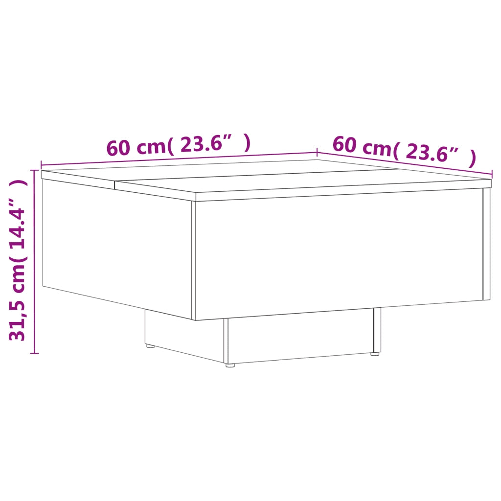 Tavolino da Salotto Grigio Cemento 60x60x31,5 Legno Multistrato 806889