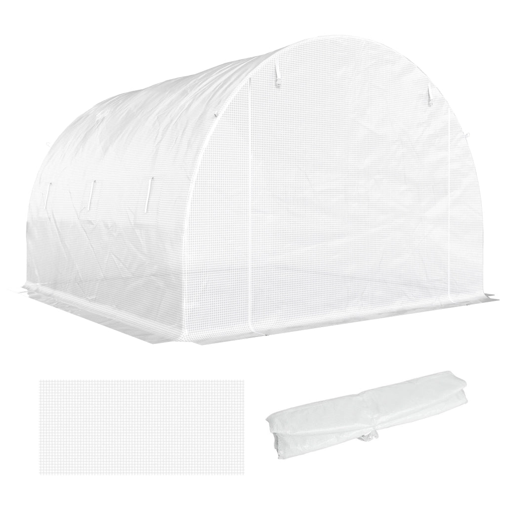 Copertura per serra in polietilene 3x3m ¨C Xylo ¨C bianco, impermeabile con porta e 6 finestre UV
