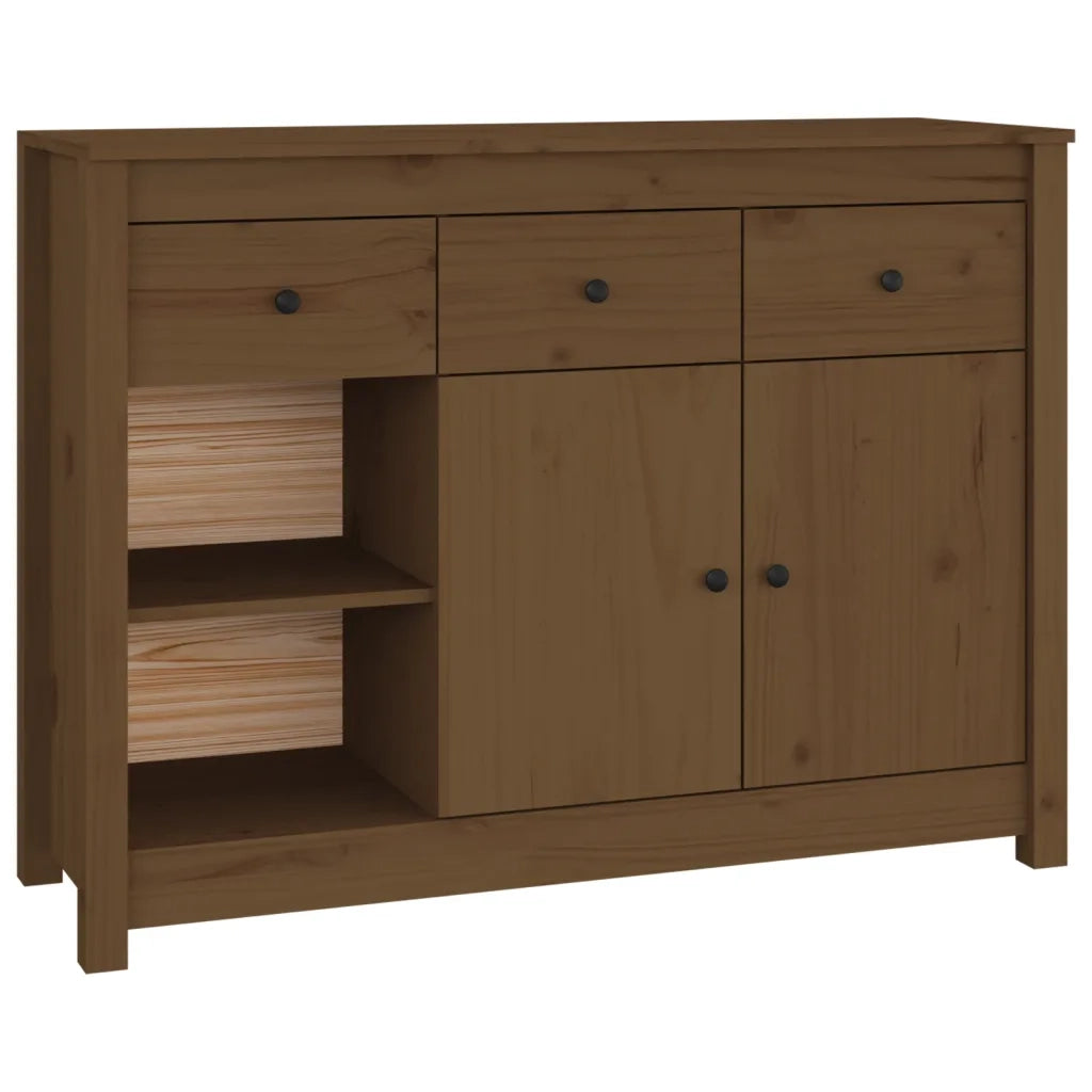 Credenza Marrone Ambrato 100x35x74 cm in Legno Massello di Pino