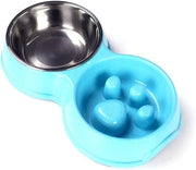 Ciotola Lenta per Cani in Acciaio Inossidabile - Doppio Anti-Asfissia e Design Non Capovolgitile per Ghiottoni - Base Antiscivolo - Scodella Duratura per Contenimento Portata per Gatti/Cani