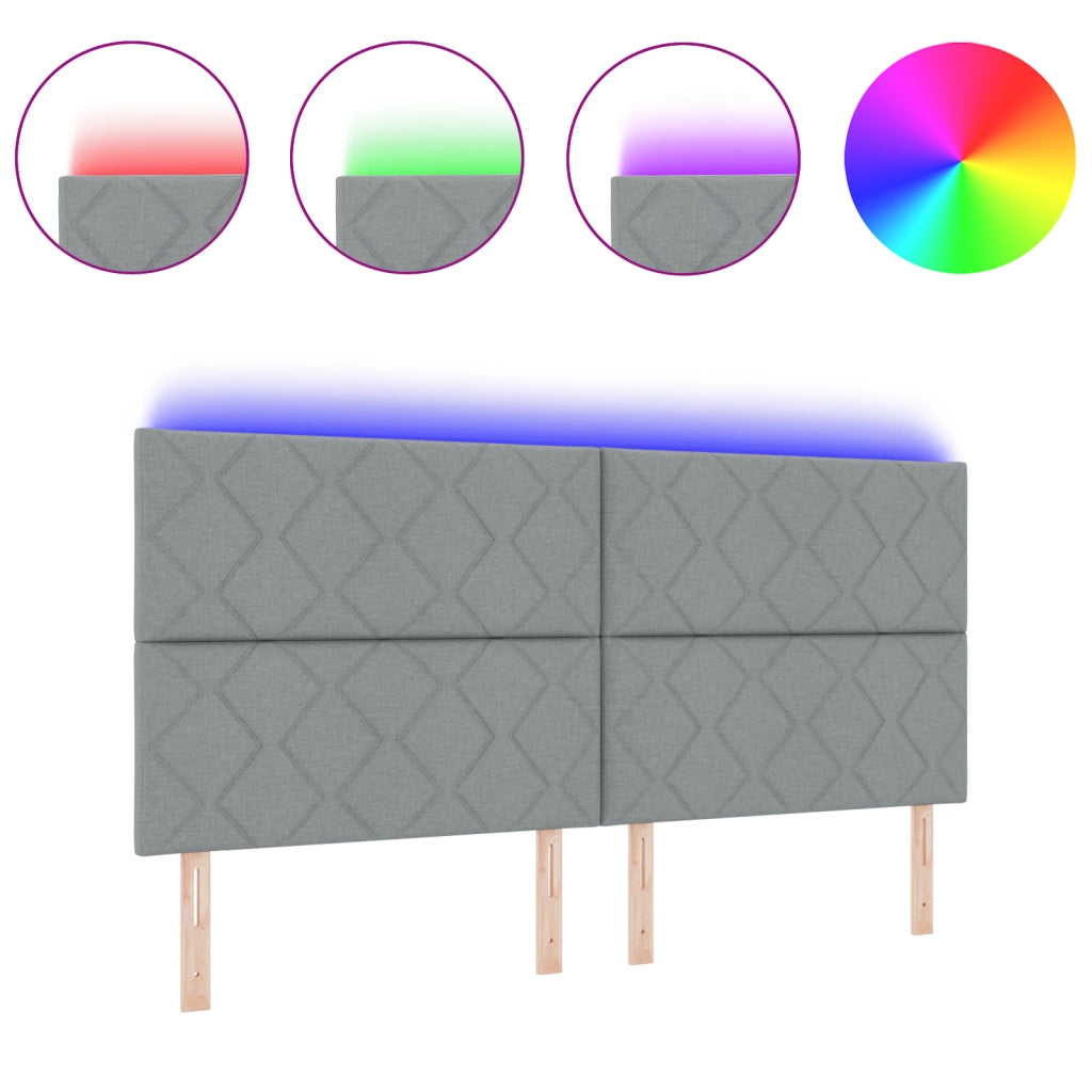 Testata LED  Design Blocchi di Diamante Grigio Chiaro 200 cm Tessuto