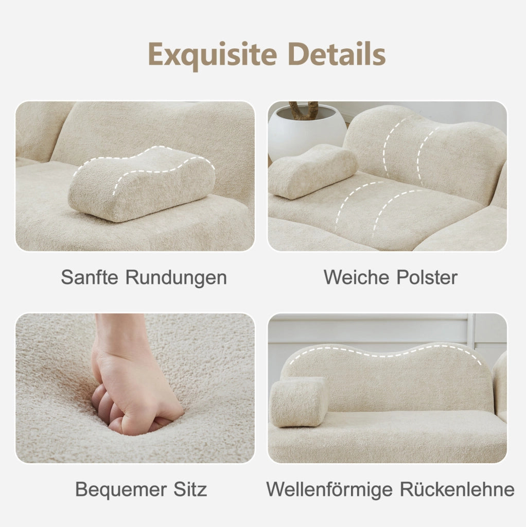 Divano modulare angolare 2-4 posti a U o L 384x167x70 cm in velluto beige