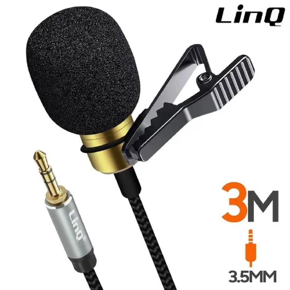 Trade Shop - Microfono Lavalier Jack 3,5 Mm Suono Omnidirezionale A 360° Cavo 3 Metri Av3553m -