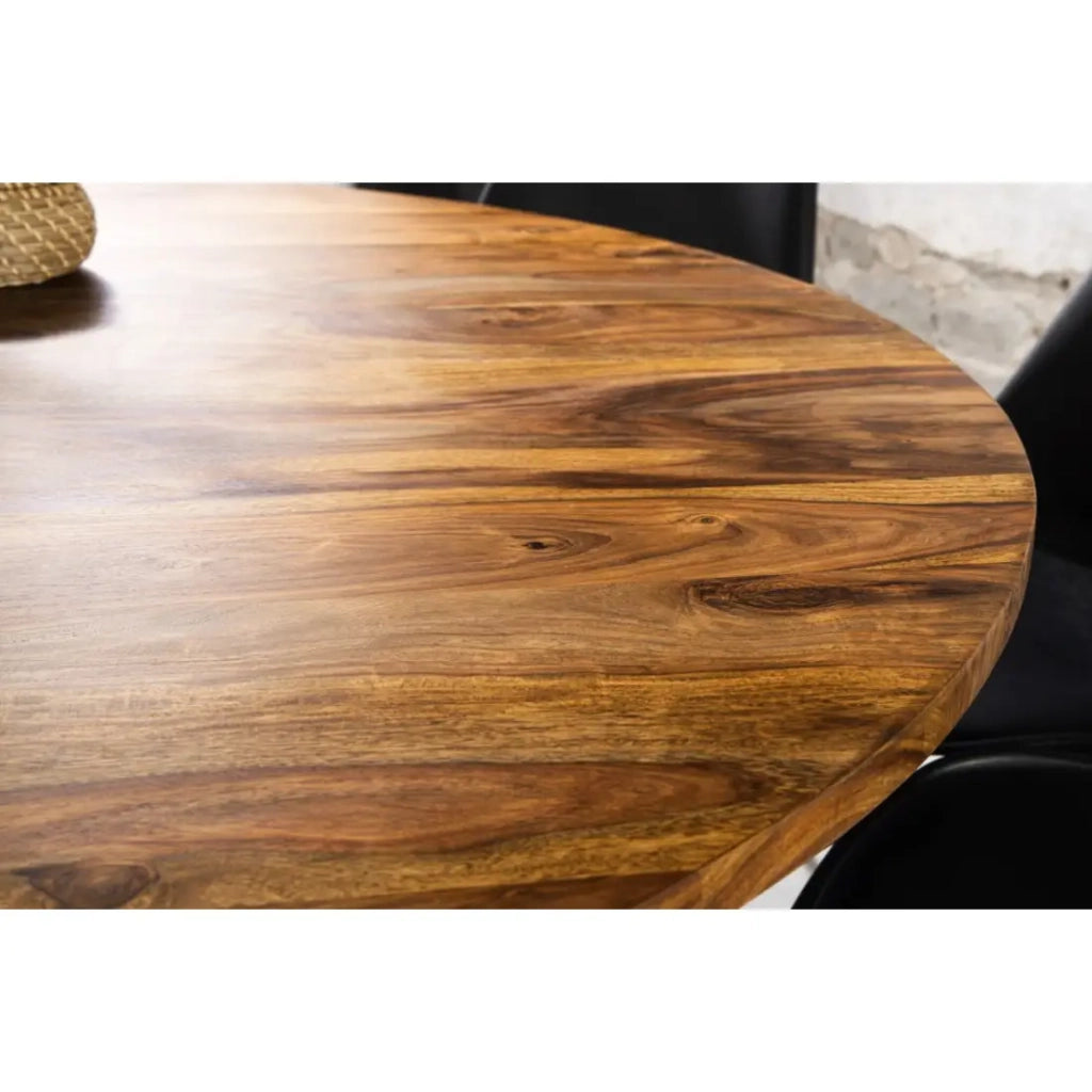 Tavolo da pranzo YONA rotondo 140 cm – Tavolo rustico in legno massello di sheesham