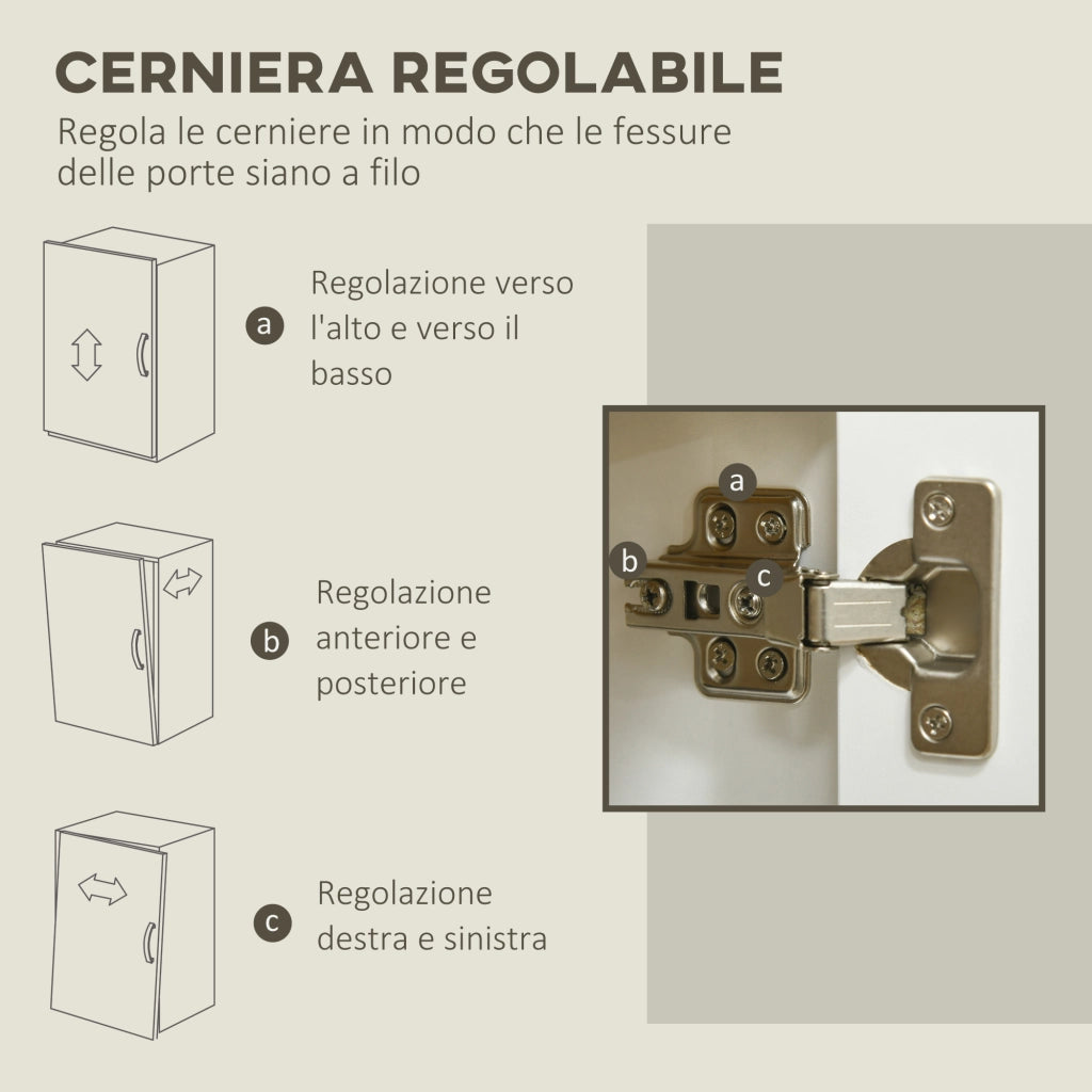 Mobile Multiuso con Armadietto a 2 Livelli in Truciolato e Ripiano regolabile, 80x37x75cm