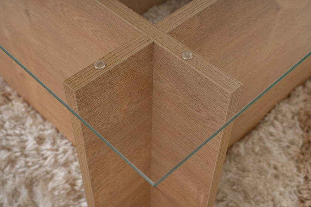 Tavolino in vetro "Vetrino" 105 x 65 x 40 cm - Rovere miele