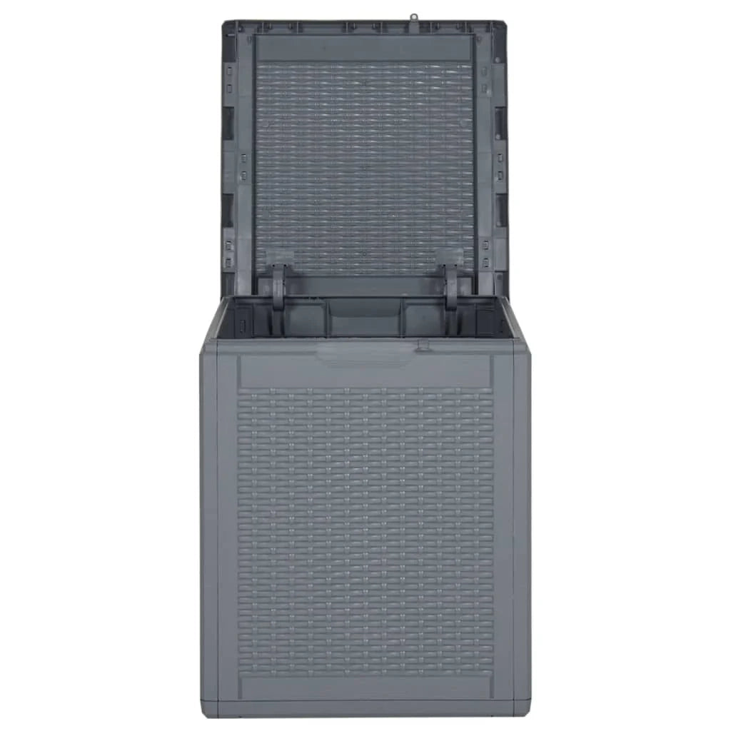 Cassapanca/contenitore da giardino in rattan PP grigio 90L (02_0013092)