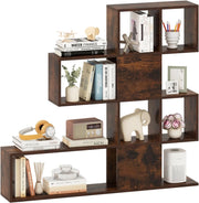 Libreria in Legno, 5 Livelli con Ante, Scaffale Multifunzionale a Forma di Scala, Ideale per Soggiorno Studio Ufficio, 120x19,5x109cm (Marrone)