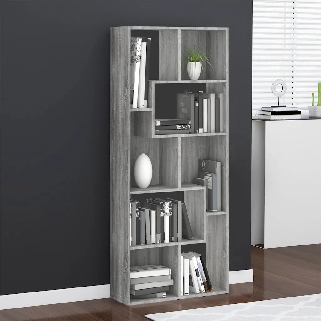 Libreria-Scaffale per Libri-Mobile di Stoccaggio Grigio Sonoma 67x24x161 cm in Legno Ingegnerizzato