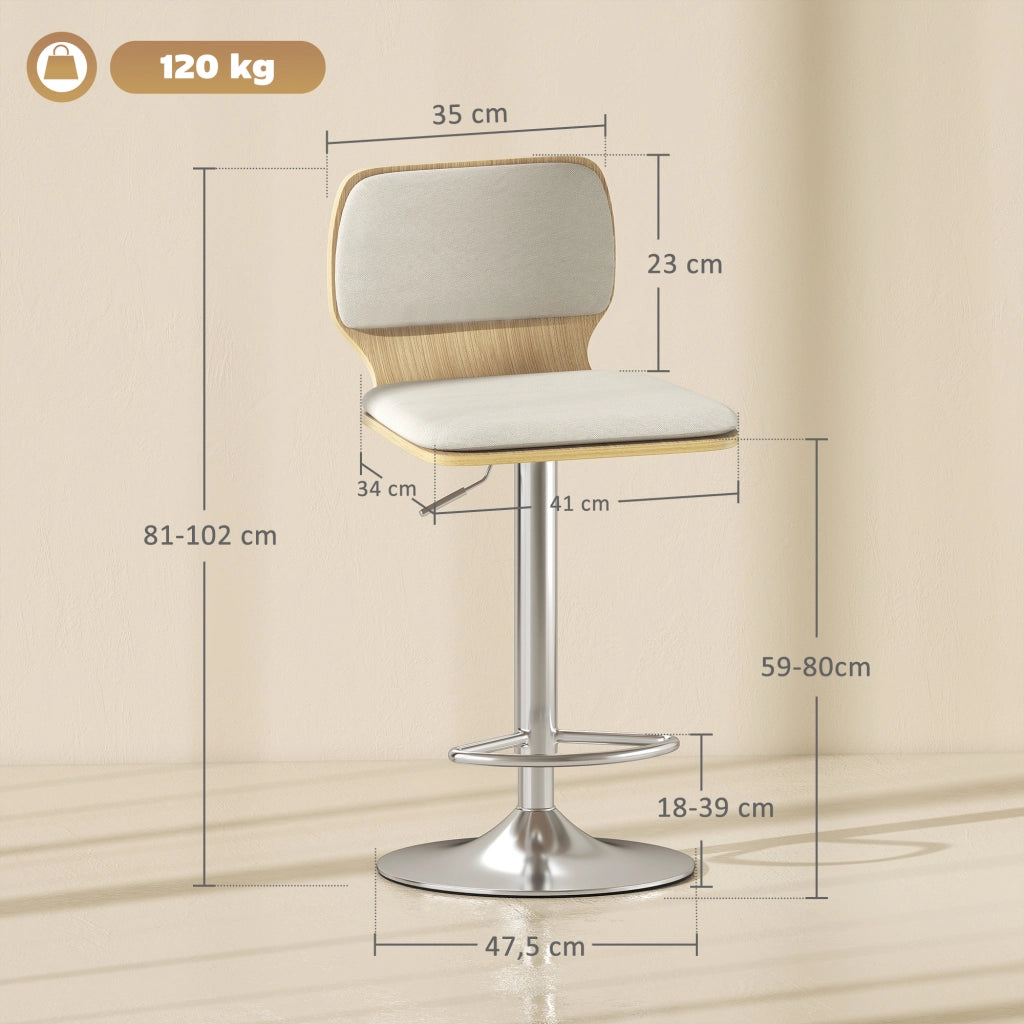 Sgabelli da cucina alti girevoli regolabili ¨C Zephmum ¨C Lino beige 81-102 cm