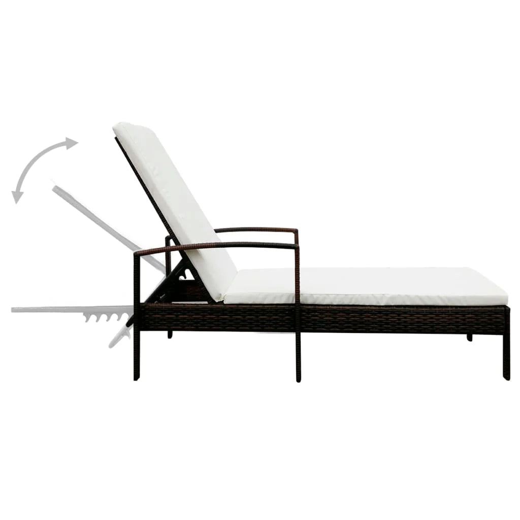 Lettino prendisole sedia a sdraio lettino prendisole letto da giardino mobili da esterno per patio con cuscino resina intrecciata marrone 02_0012518