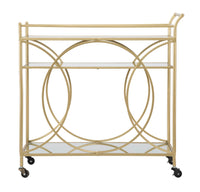 Carrello Infinity 80x40x80 cm in Ferro MDF e Specchio Oro