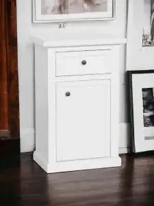 Mobiletto entratina in legno Shabby chic bianco 1 cassetto 1 anta