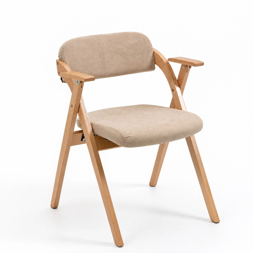 Set di 2 sedie pieghevoli in legno color kaki