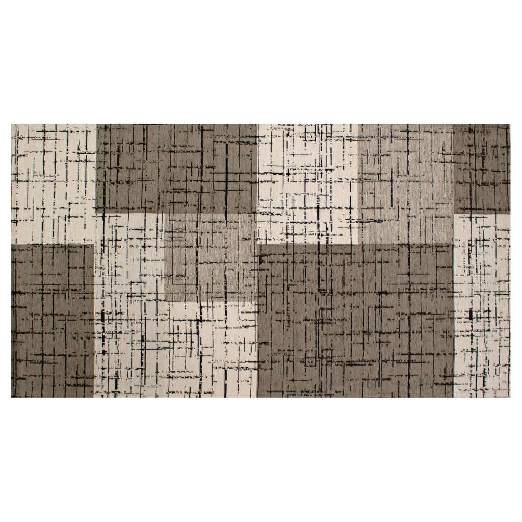 Tappeto Arredo Moderno Morbido in Ciniglia Ingresso Antiscivolo Prodotto Italiano  Soggiorno Camera Salotto Disegni Piazzati Cotone Varie Misure Grande Mondrian/Grigio - 65x300 cm