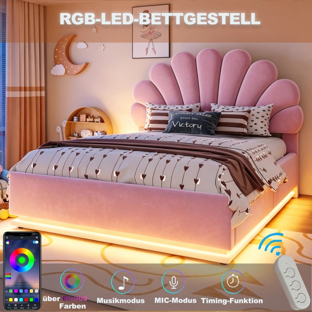 letto imbottito velluto rosa 140 x 200 cm