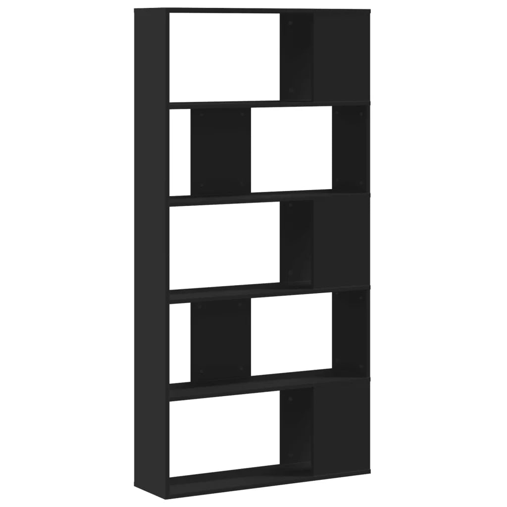 Libreria 5 Ripiani Nera 80,5x23,5x162,5cm in Legno Multistrato 852772