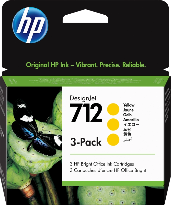 HP Confezione da 3 cartucce di inchiostro giallo originale DesignJet 712 da 29 ml