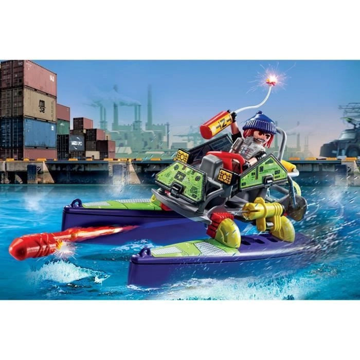 PLAYMOBIL - Quad bandito trasformabile - Ufficiali di polizia - City Action - Unità d'élite