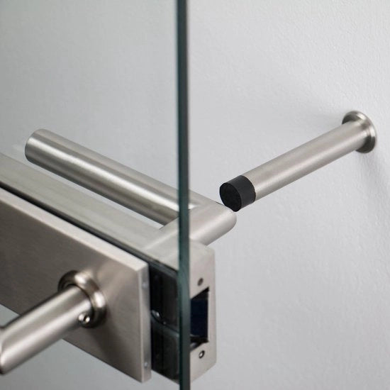 Wandstop in acciaio inossidabile con buffer in gomma - montaggio a parete Ø25cm H:10cm - buffer a parete con materiale di fissaggio