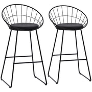 Set di 2 sgabelli da bar 75cm in metallo nero e cuscino nero ALEX