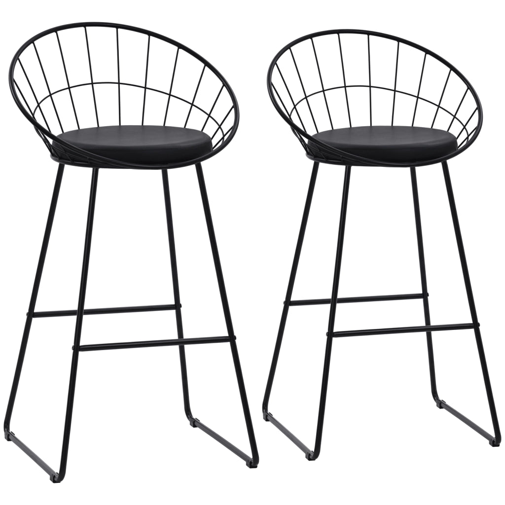 Set di 2 sgabelli da bar 75cm in metallo nero e cuscino nero ALEX