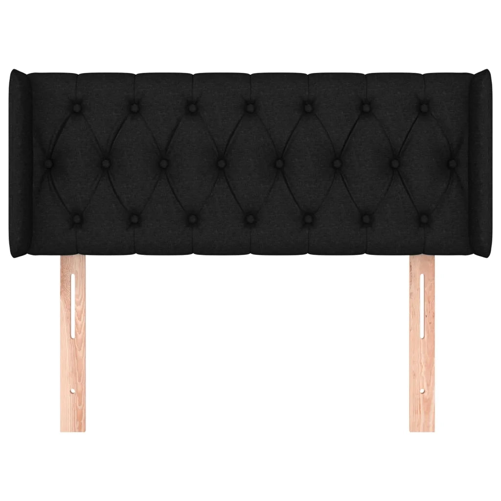 Testiera | Testata ad Orecchio Nera 103x16x78/88 cm in Tessuto