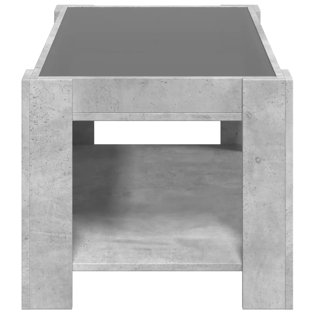 Tavolino Salotto con LED Grigio Cemento 93x53x45 cm Multistrato