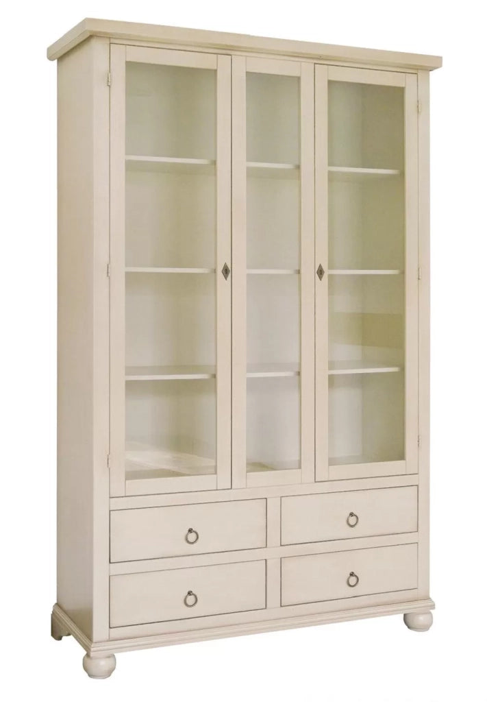Vetrina libreria classica 2 porte legno avorio 118x40x190 - Mobili 2G