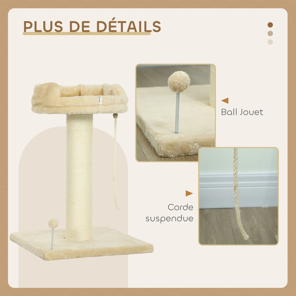 Arbre ¨¤ chat grattoir con piattaforma, palla e corda ¨C zephmum ¨C 55x55x83 cm