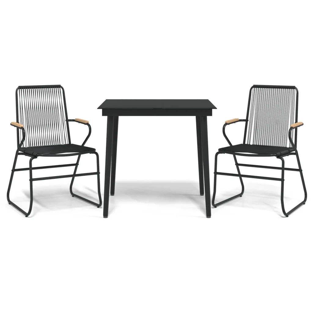 Set da Pranzo da Giardino 3 pz Nero in Rattan PVC