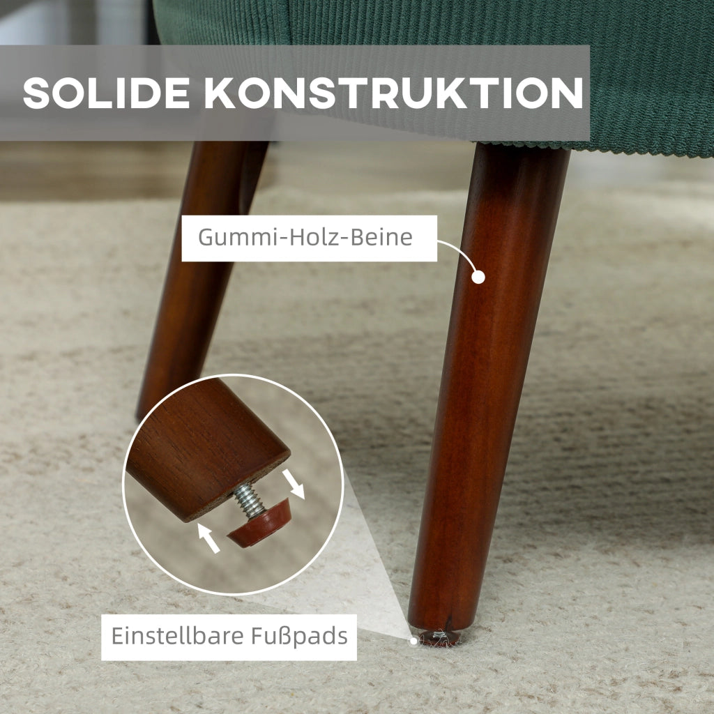 Poltrona imbottita con braccioli e cuscino lombare ¨C Zephmum ¨C Legno, Verde scuro