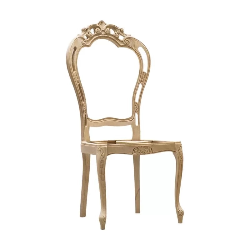 Set 2 sedie barocche intagliate legno grezzo 56x50x110 - Mobili 2G