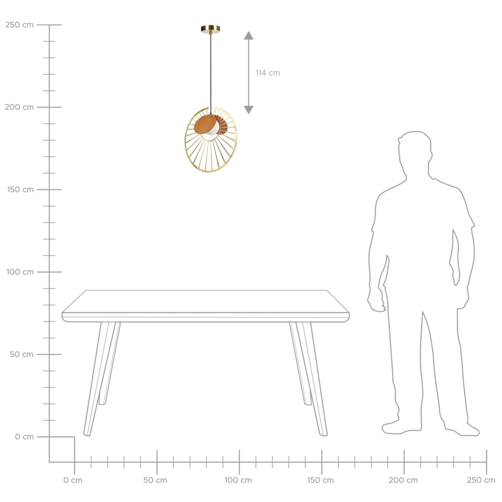 Lampadario in metallo e legno chiaro stile moderno soggiorno ingresso camera da letto