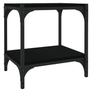 Mobile TV multimediale scaffale TV credenza mobile TV sala da pranzo soggiorno camera da letto 40 x 33 x 41 cm legno ingegnerizzato e acciaio nero 02_0026127
