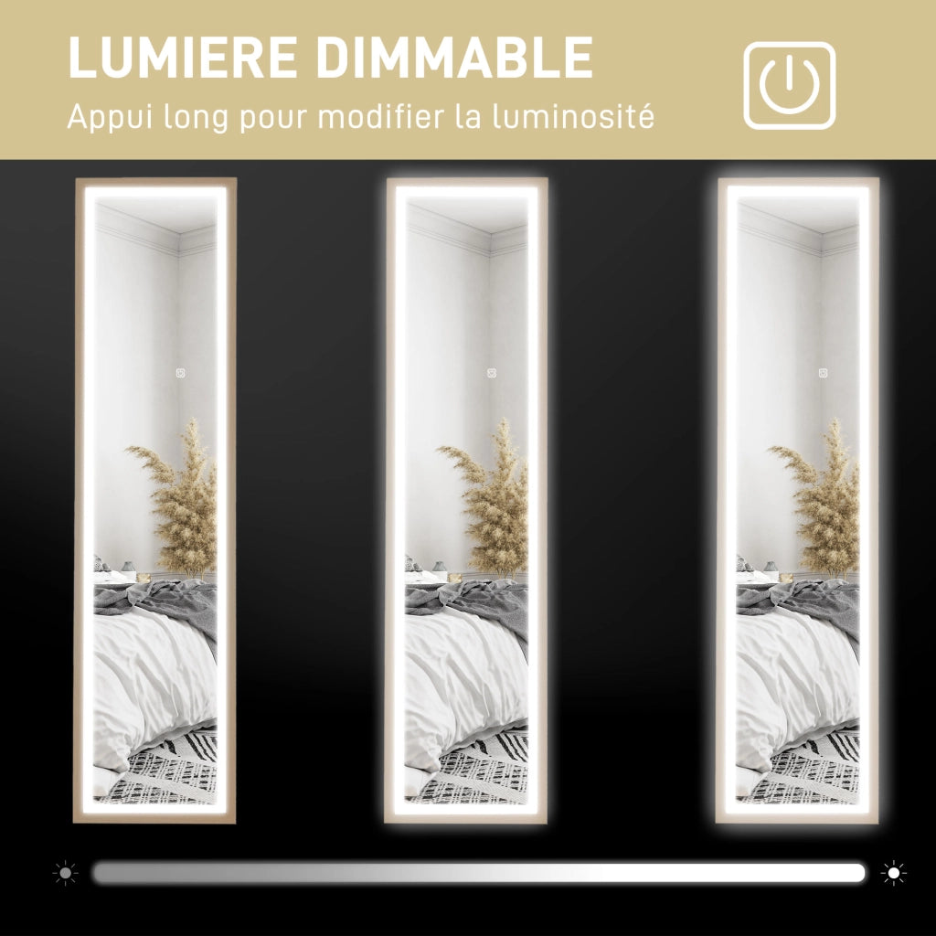 Specchio a Pieno Lunghezza con LED ¨C zephmum ¨C Rovere 40x160 cm