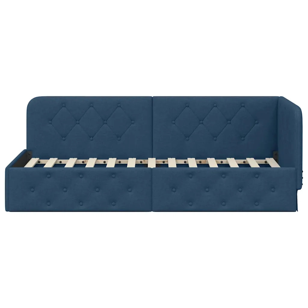 Cornice del letto ad angolo Blu 80 x 200 cm Tessuto