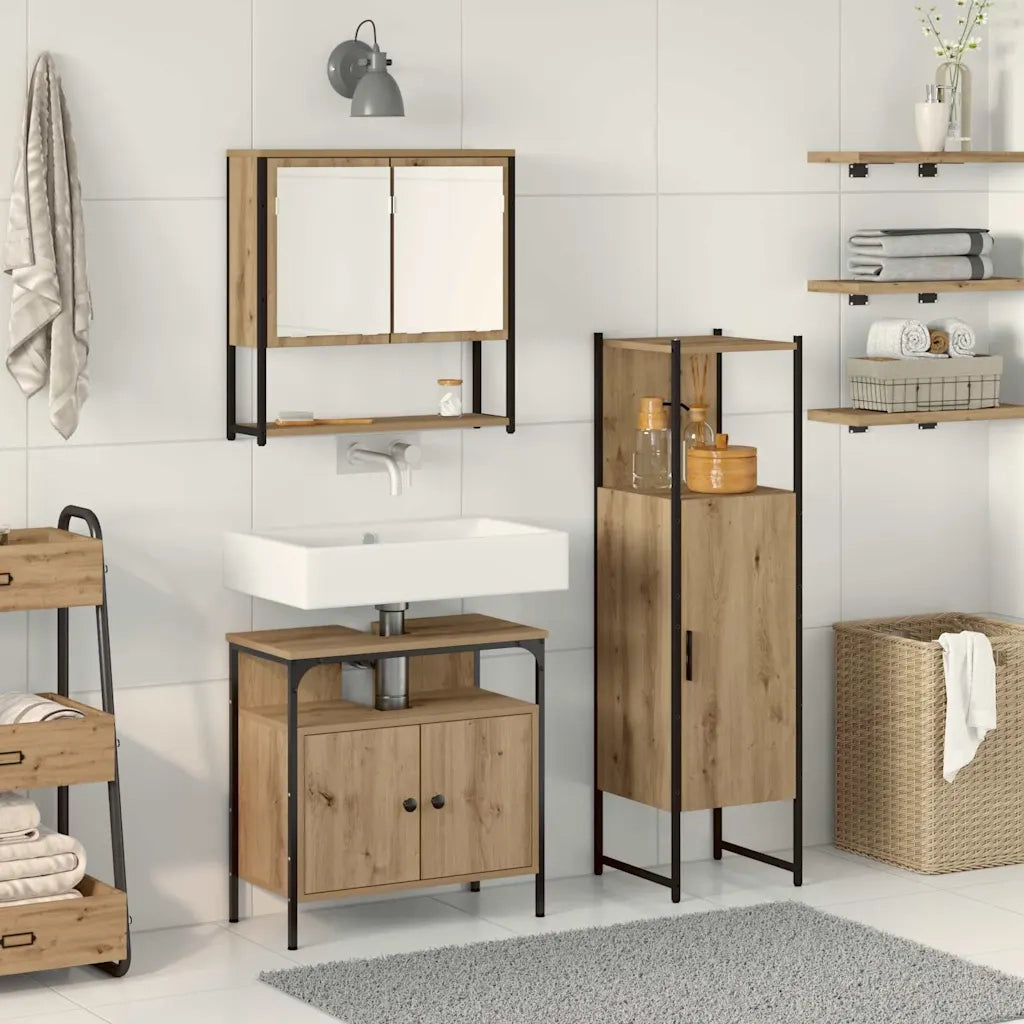 Set di mobili per il bagno 3 pcs Marrone Legno multistrato 3334377