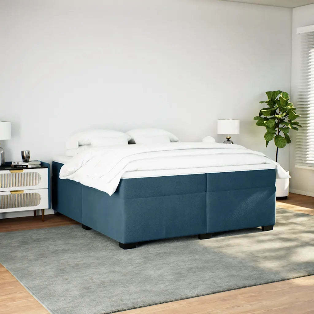 vidaXL Giroletto a Molle con Materasso Blu Scuro 200x200 cm in Velluto