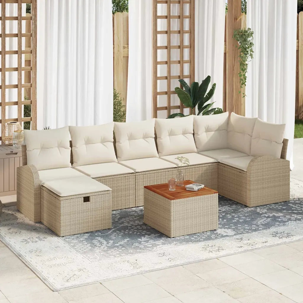 Set Divano da Giardino con cuscino 8 pcs Beige polyrattan 3359519