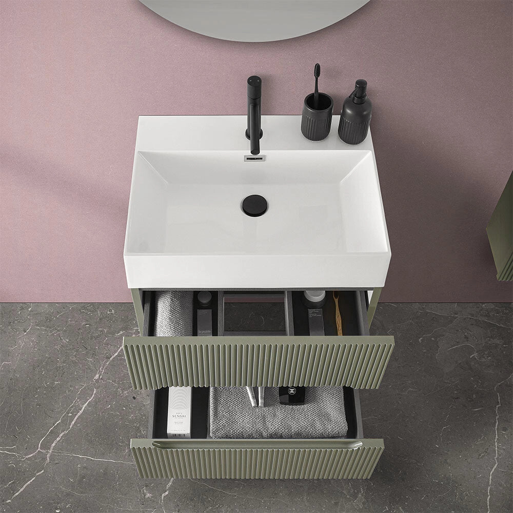 Mobile bagno sospeso cannettato 70 cm verde Bali