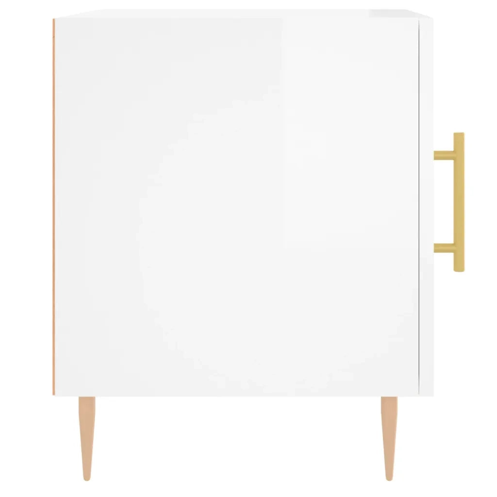 Comodini 2 pz Bianco Lucido 40x40x50 cm in Legno Multistrato 827537