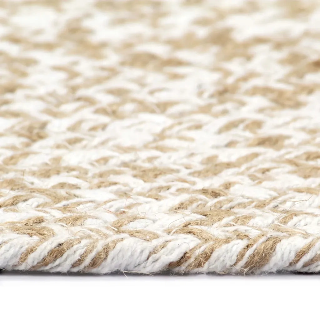 Tappeto Artigianale in Juta Bianco e Naturale 120 cm 133723