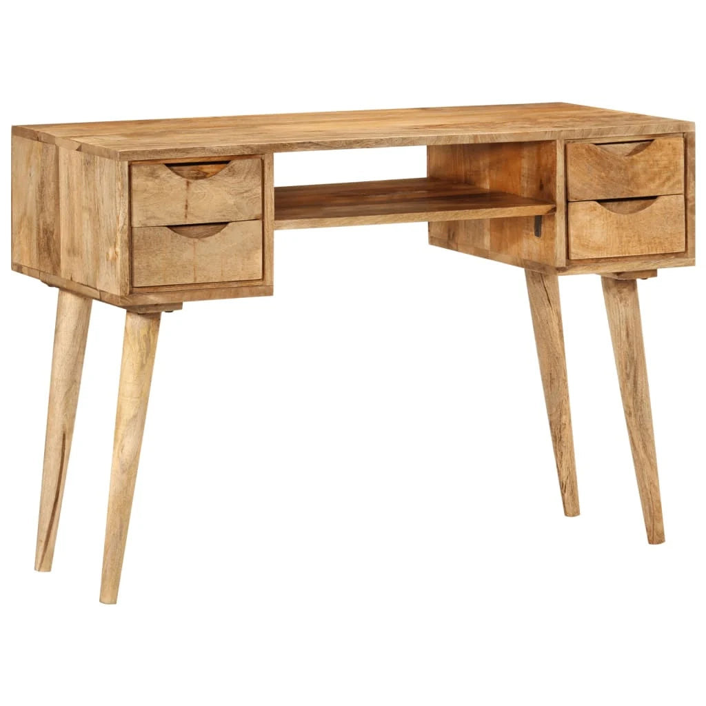 Scrivania postazione di lavoro scrivania per computer mobile da studio con cassetti 110 x 47 x 76 cm legno massello di mango marrone 02_0023462