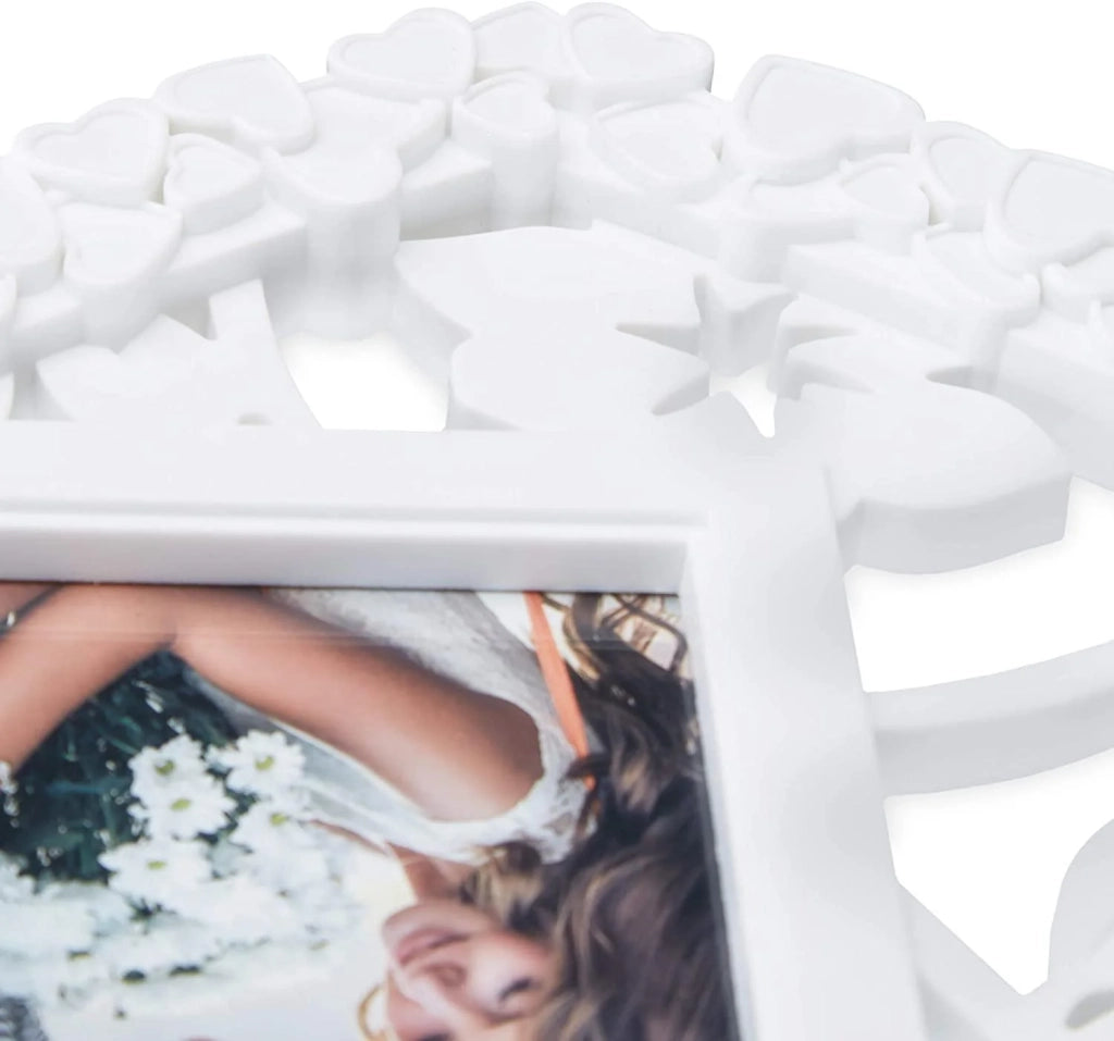 Cornice per foto di matrimonio 3 foto parete galleria cornice da parete a forma di cuore bianco 13_0000596