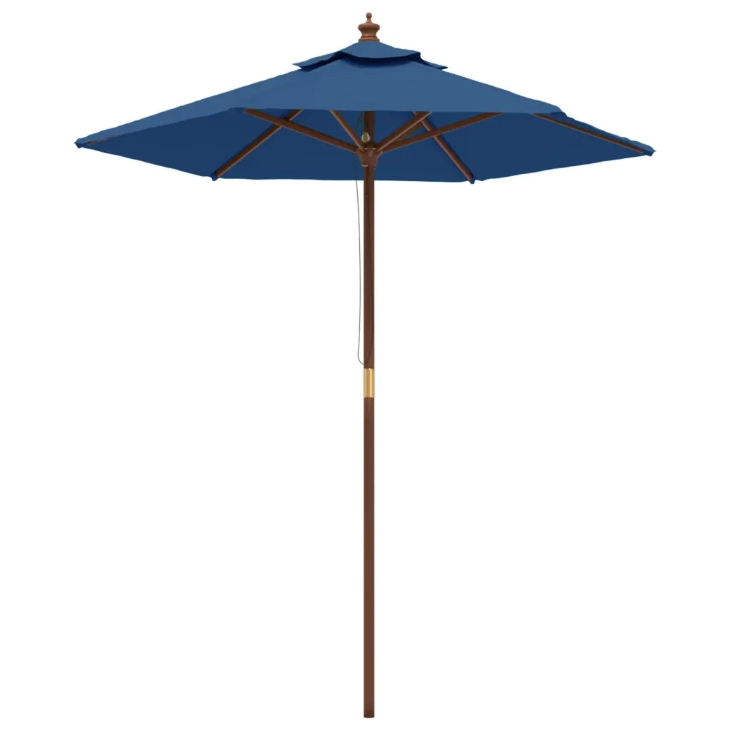 Ombrellone da Giardino-Ombrello da Balcone con Palo in Legno Azzurro 196x231 cm