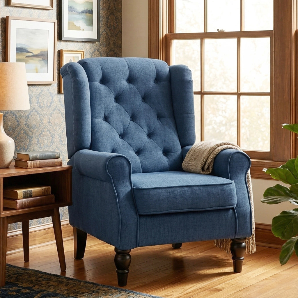 Poltrona Relax Massaggiante in Velluto ¨C Zephmum ¨C Blu Scuro 74x86x102 cm